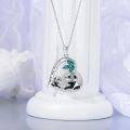 wholesale 925 Sterling Silver Heart-Shaped Mother and Baby Panda Pendant Necklace with Green Stones - Gifts for Women & Girls-0-4