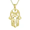 wholesale Gold 925 Sterling Silver Hamsa Evil Eye Necklace Wholesale with Tree Elephant Pendant and Flowers-0-0