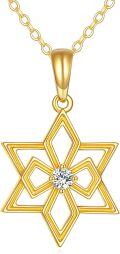 wholesale 14K Gold Diamond Star of David Pendant Necklace for Women-0-0
