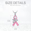wholesale 925 Sterling Silver Breast Cancer Awareness Pink Ribbon Dove Pendant Necklace-0-4