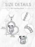 wholesale 925 Sterling Silver Koala Bear in Heart Shape Pendant Necklace for Women-0-3