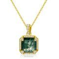 TOUPOP 14K Gold Moonstone Moss Agate Opal Teardrop Music Note Y Necklace-0-0