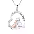 TOUPOP Sterling Silver Stone Paw Print Stethoscope Dog Necklace-0-0