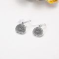 wholesale 925 Sterling Silver Round Lotus Flower Evil Eye Dangle Drop Earrings s for Women Girls-0-4