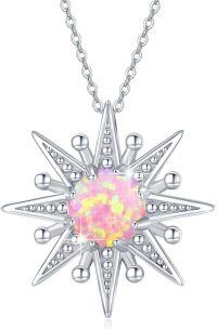wholesale 925 Sterling Silver Pink Opal Sun Pendant Necklaces for Women - I Love You to the Moon & Back-30-Sun (Pink Opal)