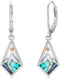 wholesale 925 Sterling Silver Abalone Shell Triangle Mountain Drop Dangle Earrings-0-0