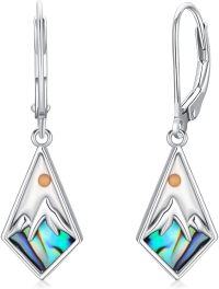 wholesale 925 Sterling Silver Abalone Shell Triangle Mountain Drop Dangle Earrings-Mountain