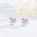wholesale 925 Sterling Silver Cute Mouse Earrings Wholesale With Cheese-0-2