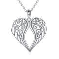 wholesale 925 Sterling Silver Heart-shaped Pendant With Scrollwork Design-0-0