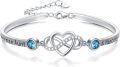 wholesale 925 Sterling Silver Adjustable Infinity Heart Bracelet with Blue Crystals and Engraved Message - Aunt & Niece is Forever-0-0