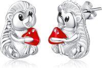 wholesale 925 Sterling Silver Monkey Mushroom Stud Earrings for Women - Hypoallergenic-Hedgehog