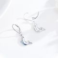 wholesale 925 Sterling Silver Blue Crystal Dolphins Leverback Drop Earrings-0-2