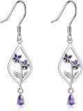 wholesale 925 Sterling Silver Daisy Rose Flower Drop Dangle Earrings Birthflower Jewelry Gift for Women Girls-0-0