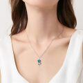 wholesale 925 Sterling Silver Turquoise Stone Flower Pendant Necklace for Women Western Style s-0-3