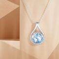 wholesale 925 Sterling Silver Blue Enamel World Map Teardrop Pendant Necklace for Women Travel s-0-1