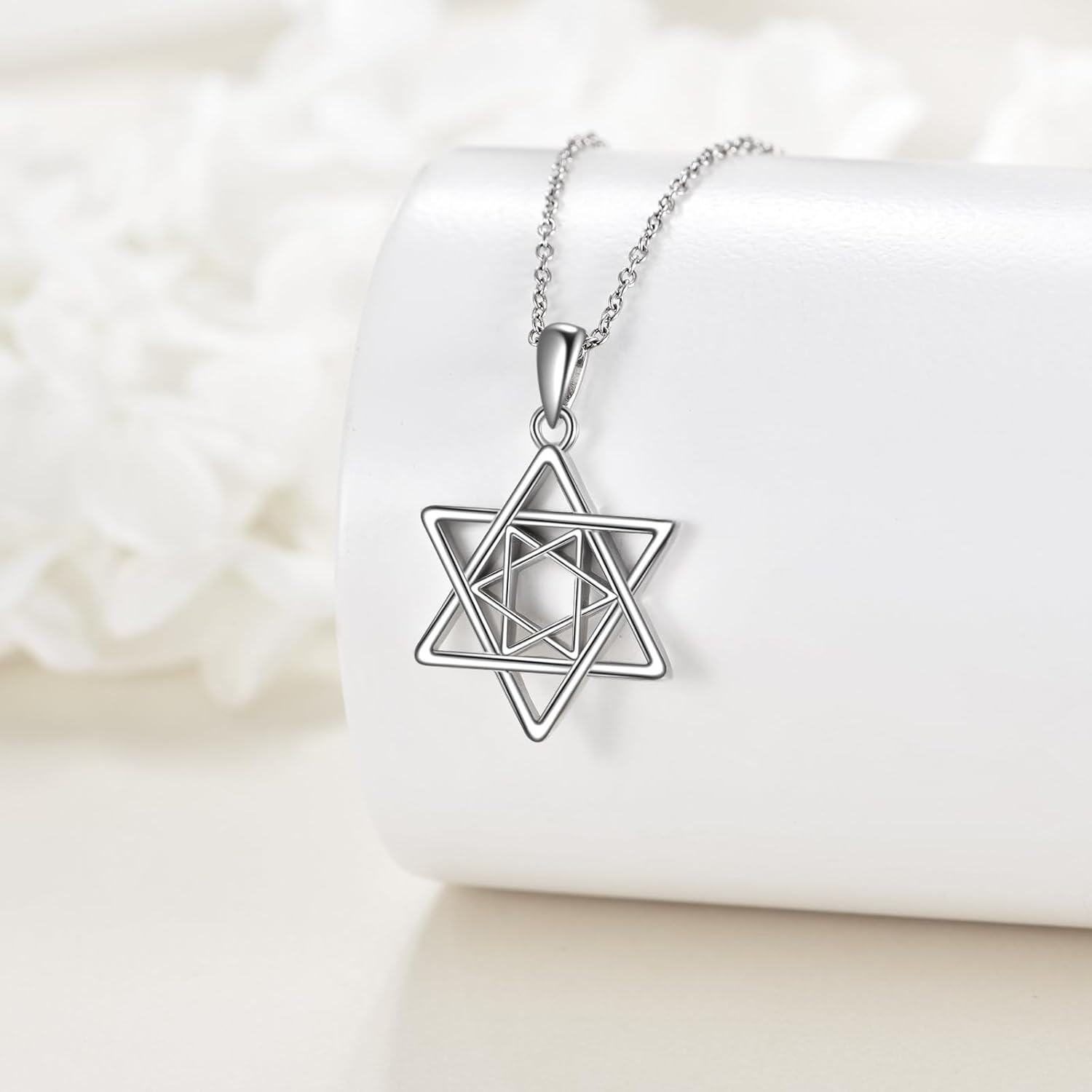 Sterling Silver Star of David Necklace Jewish Jewelry for Men Women Kids-0-4