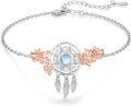 wholesale 925 Sterling Silver Moonstone Feather Dreamcatcher Adjustable Bracelet 8-14cm -0-1