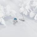 wholesale 925 Sterling Silver Blue Jellyfish Moonstone Stud Earrings for Women Girls Gift Idea-0-3