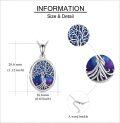 wholesale 925 Sterling Silver Blue Purple Enamel Tree of Life Photo Locket Pendant Necklace for Women Wife Girlfriend Gift 48cm Chain Length-0-4
