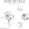 wholesale White Gold 925 Sterling Silver Rose Heart Pendant with Cubic Zirconias - 18 Chain-0-4