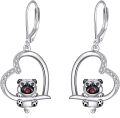 wholesale 925 Sterling Silver Pug Dangle Earrings with Heart-Shaped Frame for Women-0-0