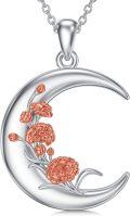 wholesale  Sterling Silver Moon Pendant Birth Flower Necklace for Women -0-35