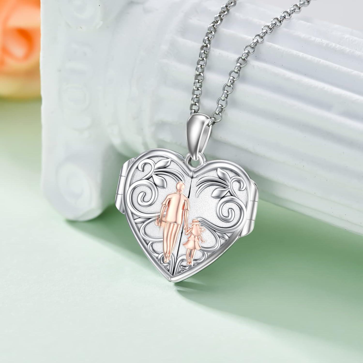 Sterling Silver Abalone Shell Daughter Locket Necklace Gift from Mom Dad-0-6
