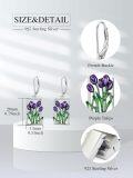 wholesale 925 Sterling Silver Purple Tulip Flower Drop Dangle Leverback Earrings for Women Girls  4cm Long-0-4