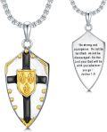 wholesale Sterling Silver Knights Templar Shield Pendant Necklace with Cross Joshua 1 9 Verse Unisex-0-6