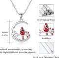 wholesale 925 Sterling Silver 925 Red Cardinal on Crescent Moon Pendant Necklace for Women and Girls-0-4