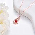 wholesale 925 Sterling Silver Plated Rose Gold Ruby Bird Pendant Necklace with Cubic Zirconia Accents-0-4