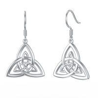 wholesale 925 Sterling Silver Celtic Trinity Knot Triquetra Drop Earrings White Gold Plated-Celtic Style-5