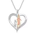 wholesale 925 Sterling Silver Heart-Shaped Mother and Child Pendant Necklaces Wholesale for Women's Gifts-0-0