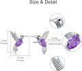 wholesale 925 Sterling Silver Purple Amethyst & Blue Turquoise Hummingbird Stud Earrings for Women-0-4