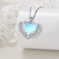 wholesale 925 Sterling Silver Angel Wings Heart Moonstone Pendant Necklace s for Women-0-3