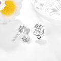 wholesale 925 Sterling Silver Cat Shape CZ Stone Stud Hoop Earrings for Women and Girls-0-1