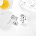wholesale 925 Sterling Silver Cat Shape CZ Stone Stud Hoop Earrings for Women and Girls-0-1