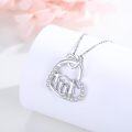 wholesale 925 Sterling Silver Heart Pendant Necklace with Family Figure and Moon Design - Mothers Day Gifts for Her-0-1