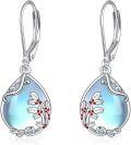 wholesale 925 Sterling Silver Blue Moonstone Birth Flower Filigree Teardrop Dangle Leverback Earrings-0-0