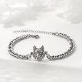 wholesale 925 Sterling Silver Wolf Head Pendant Bracelet for Men Bold Viking Biker -0-4