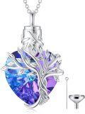 wholesale TOUPOP Heart Tree Of Life Urn Necklace For Ashes 925 Sterling Silver Cremation Jewelry Crystal With Funnel Filler Memorial Mothers Day Gifts For Women Mom Sister Friend -0-0