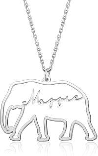 wholesale 925 Sterling Silver 925 Customizable Elephant Name Necklace Pendant Jewelry for Women-Elephant