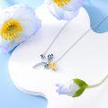 wholesale 925 Sterling Silver Dragonfly & Flower Pendant Necklace - Cute Animal s for Mom and Daughter on Mothers' Day or Birthdays-0-2