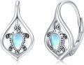 wholesale 925 Sterling Silver Moonstone Turtle Leverback Hoop Earrings - Boho Ocean Jewelry for Women-0-0