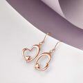 wholesale 925 Sterling Silver Rose Gold Plated Double Heart Dangle Drop Earrings - Valentine's Day Gift for Her-0-3