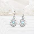 wholesale 925 Sterling Silver Teardrop Heart Moonstone & Turquoise Leverback Drop Earrings for Women-0-1