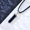 wholesale 925 Sterling Silver Onyx Crystal Pendant Necklace with Black Leather Cord 16 + Extender-0-2