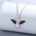 wholesale 925 Sterling Silver Pink Crystal Bat Pendant Necklace Gothic Animal  for Women-0-2