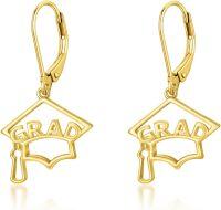 wholesale 925 Sterling Silver Graduation Cap Earrings – Class of 2024 Jewelry Gift for Women-C-Yellow Gold