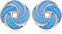 wholesale 925 Sterling Silver Blue Opal Love Knot Stud Earrings  for Women-Opal